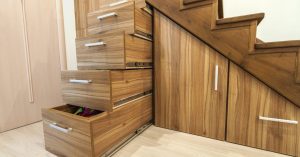 Drawers and storage underneath staircase