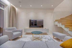Contemporary clean design with glass railings