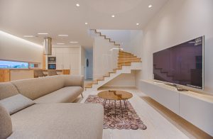 Contemporary clean design with glass railings